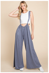 Vanilla Bay Solid DTY Brushed Oversized Suspender Jumpsuit