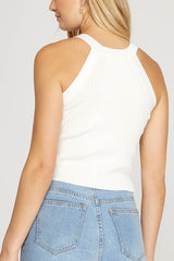 Sleeveless Rib Knit Tank Top