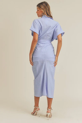Short Sleeve Tie Waist Midi Dress