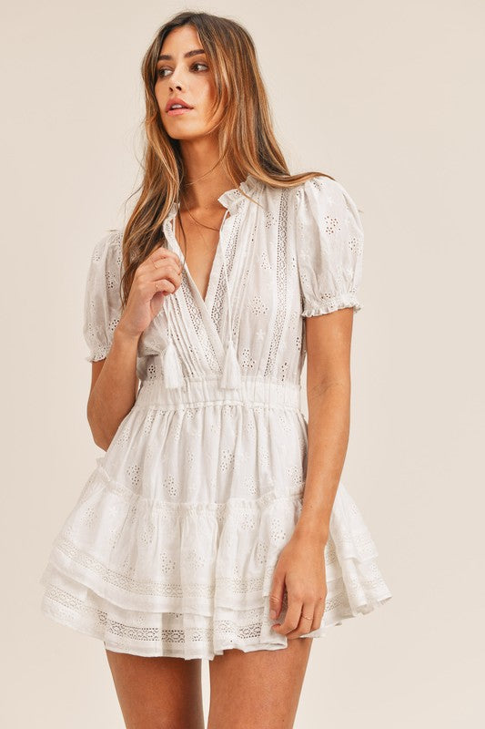 Lace Mini Ruffle Tier Dress