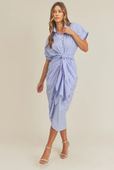 Short Sleeve Tie Waist Midi Dress