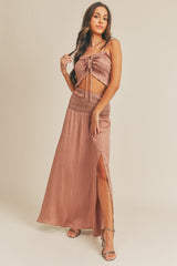 Ruffle Crop Top and Maxi Skirt Set