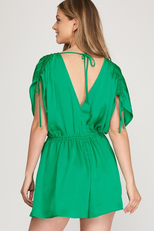 Satin Romper with Flutter Shorts