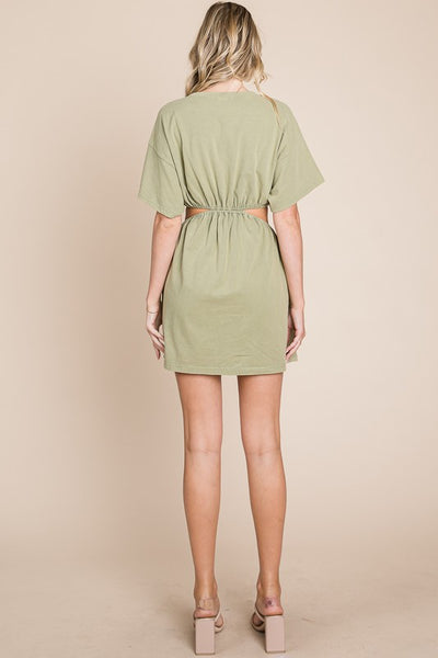 cut up shirt dress Long Sleeve Plunge Button Up Ruched Detail Shirt Dress In White | EGO US